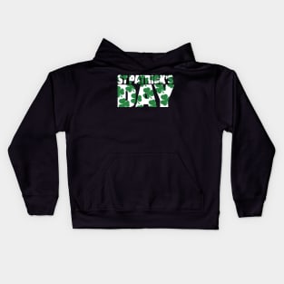 St Patricks Day Green Shamrock Typography Kids Hoodie